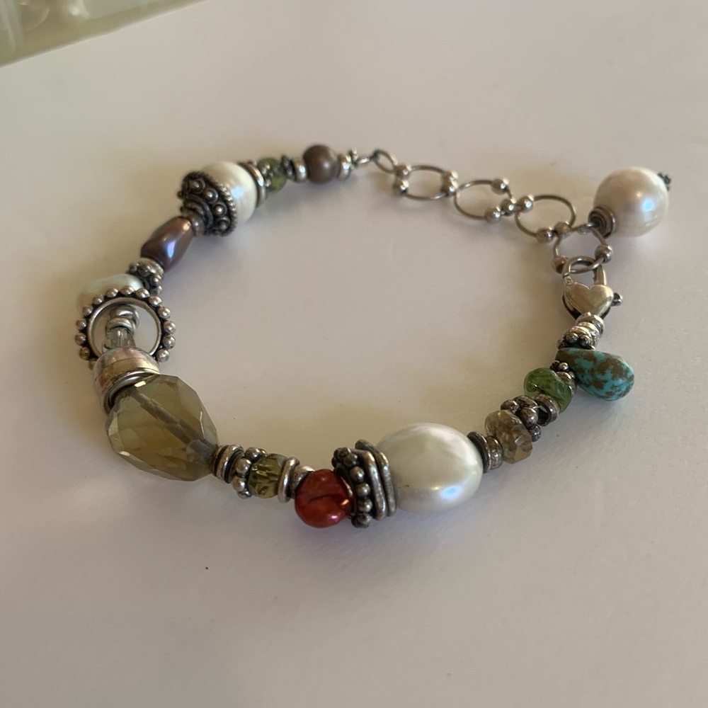 925, Pearl, turquoise Estate bracelet